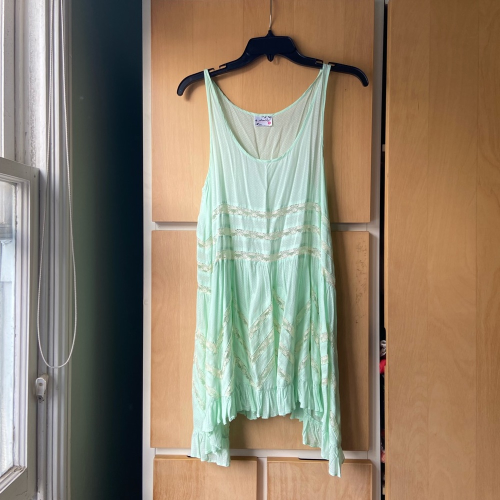 Free People Light Green trapeze slip dress